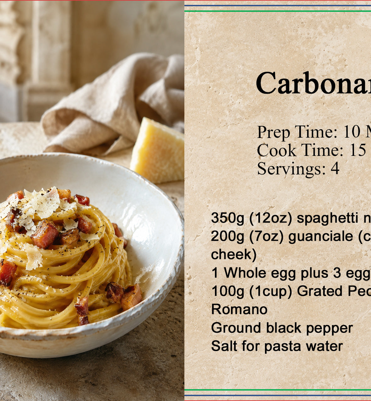 Carbonara recipe front